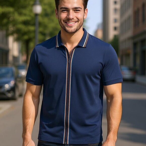 Paul Fredrick Knit Full Zip Polo NEW! - Picture 1 of 8